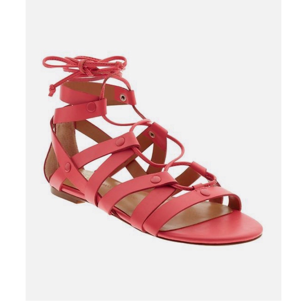 Banana Republic Electric Pink Leather Gladiator Lace-Up Sandals